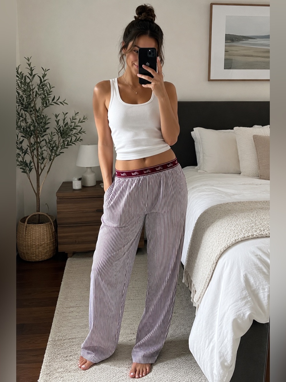 Victoria Secret PINK Women's XL Pajama Pant 100% Cotton Purple Stripe Loungewear